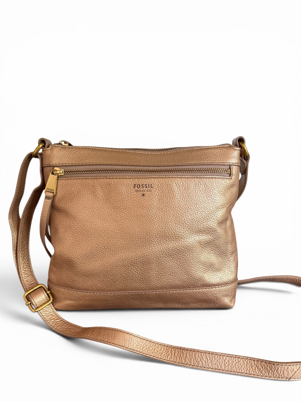Fossil Metallic Bronze-Tone Pebble Leather Crossbody